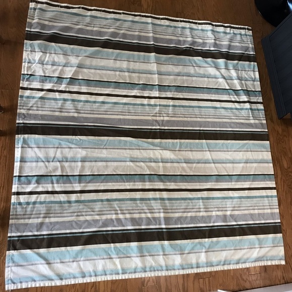 Striped Shower Curtain Beach Brown Tan Aqua Blue stripes - Picture 9 of 14